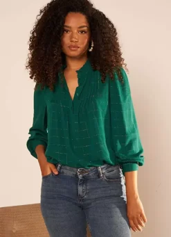 Sud Express Tops & Blouses|Blouse A Col Monte Avec Volant Bouteille Blouisa