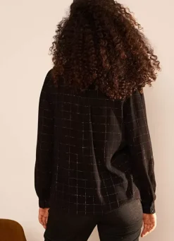 Sud Express Tops & Blouses|Blouse A Col Monte Avec Volant Noir Blouisa