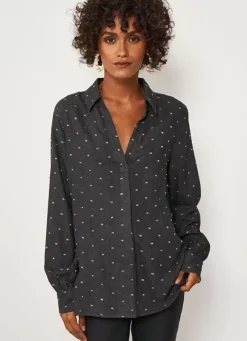Sud Express Tops & Blouses|Blouse A Col V Et Plumetis Lurex Gris Tarano