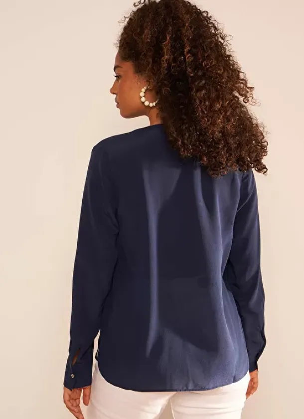 Sud Express Tops & Blouses|Blouse En 100% Soie Bleu Tyrah