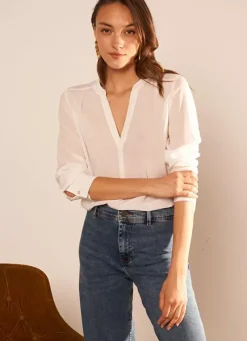 Sud Express Tops & Blouses|Blouse En 100% Soie Ecru Tyrah