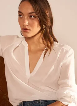 Sud Express Tops & Blouses|Blouse En 100% Soie Ecru Tyrah
