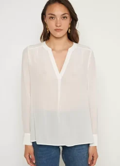 Sud Express Tops & Blouses|Blouse En 100% Soie Ecru Tyrah