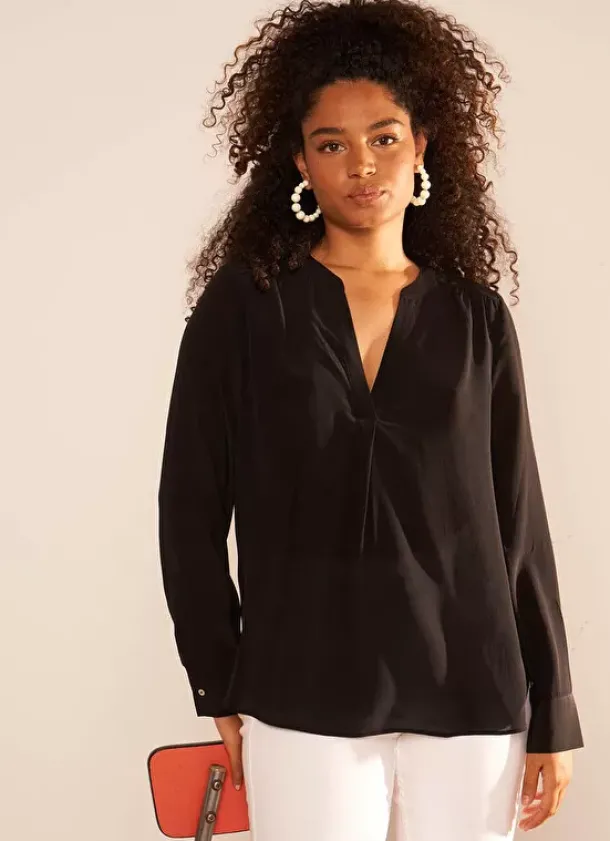 Sud Express Tops & Blouses|Blouse En 100% Soie Noir Tyrah