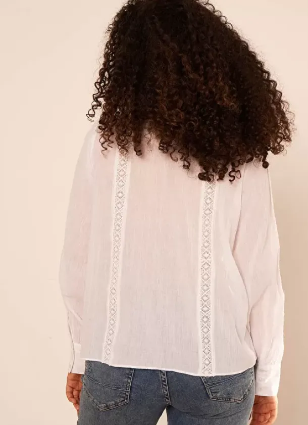 Sud Express Tops & Blouses|Blouse Gaze De Coton Blanc Tasmine