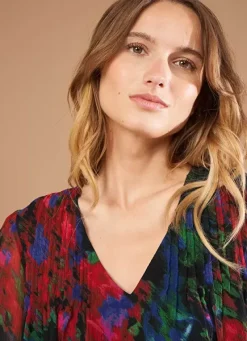 Sud Express Tops & Blouses|Blouse Imprime Encolure V Noir Tazzura