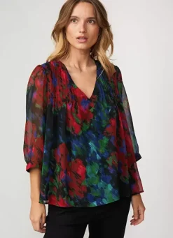 Sud Express Tops & Blouses|Blouse Imprime Encolure V Noir Tazzura