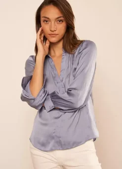 Sud Express Tops & Blouses|Blouse Satine Col Tunisien Neptune Teddy