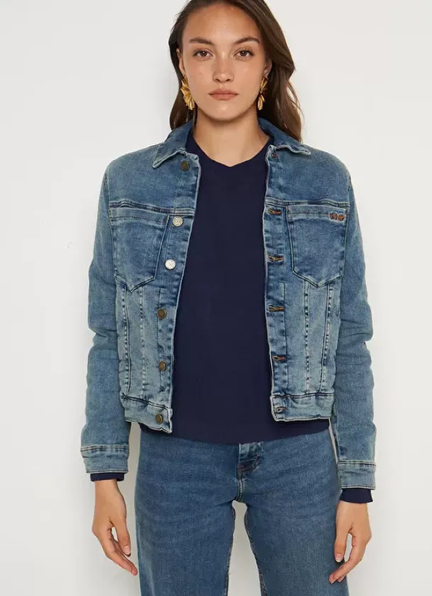 Sud Express Jackets & Coats|Blouson En Jean Medium Stone Voko