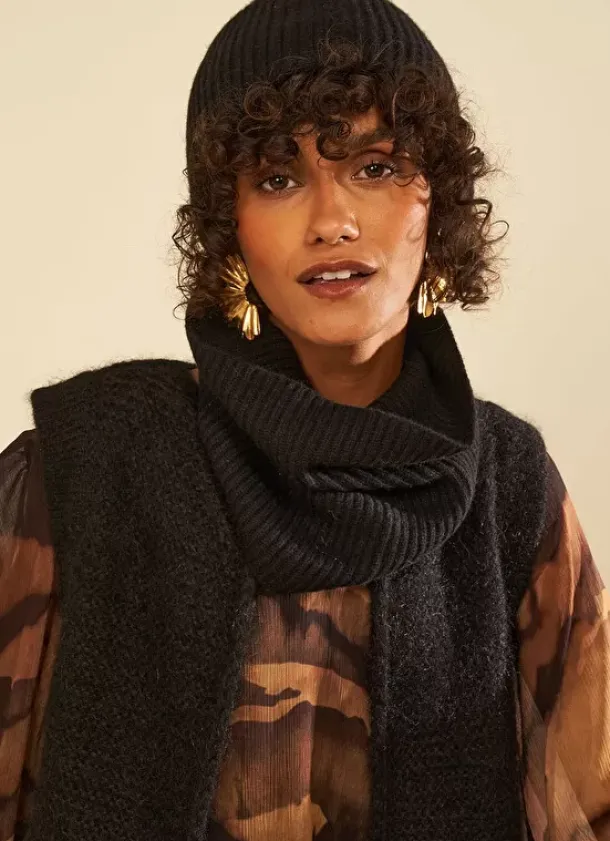 Sud Express Shoes & Accessories|Bonnet 100% Cachemire Noir Bibou