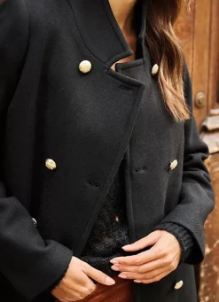 Sud Express Jackets & Coats|Caban En Drap De Laine Noir Maleka