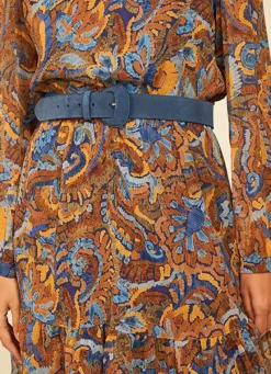 Sud Express Shoes & Accessories|Ceinture En Croute De Cuir Indigo Celinda