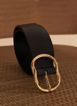 Sud Express Shoes & Accessories|Ceinture En Cuir, Boucle Ovale Marine Calie