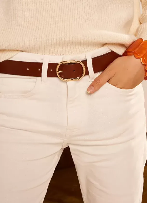 Sud Express Shoes & Accessories|Ceinture En Cuir, Boucle Ovale Camel Calie