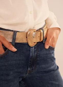 Sud Express Shoes & Accessories|Ceinture En Cuir Gold Cindy