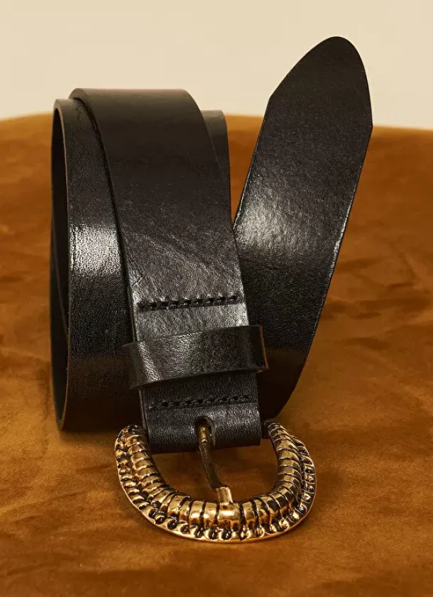 Sud Express Shoes & Accessories|Ceinture En Cuir Noir Cedra
