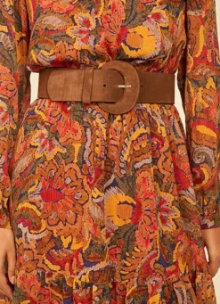 Sud Express Shoes & Accessories|Ceinture Large En Croute De Cuir Caramel Camylle