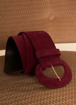 Sud Express Shoes & Accessories|Ceinture Large En Croute De Cuir Bordeaux Camylle