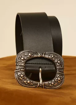Sud Express Shoes & Accessories|Ceinture Large En Cuir Noir Cyrielle