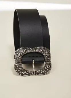 Sud Express Shoes & Accessories|Ceinture Large En Cuir Noir Cyrielle