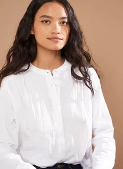 Sud Express Tops & Blouses|Chemise A Col Rond Blanc Cameline