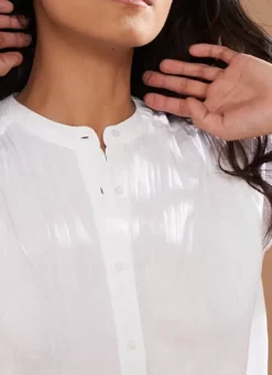 Sud Express Tops & Blouses|Chemise A Col Rond Blanc Cameline