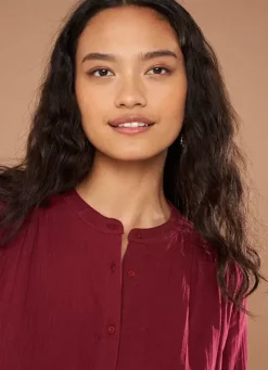 Sud Express Tops & Blouses|Chemise A Col Rond Bordeaux Cameline