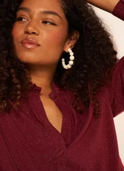 Sud Express Tops & Blouses|Chemise A Col Tunisien Bordeaux Cariba