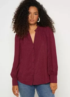 Sud Express Tops & Blouses|Chemise A Col Tunisien Bordeaux Cariba