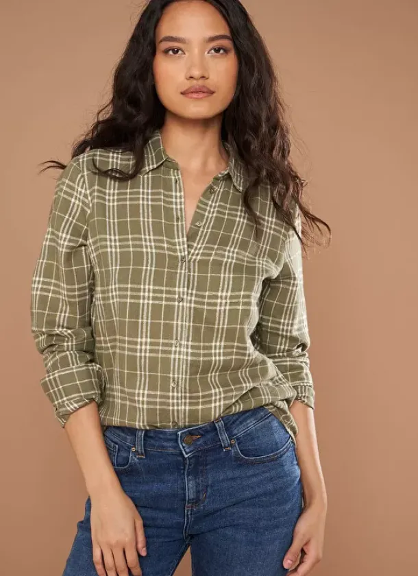 Sud Express Tops & Blouses|Chemise A Manches Longues Kaki Casali