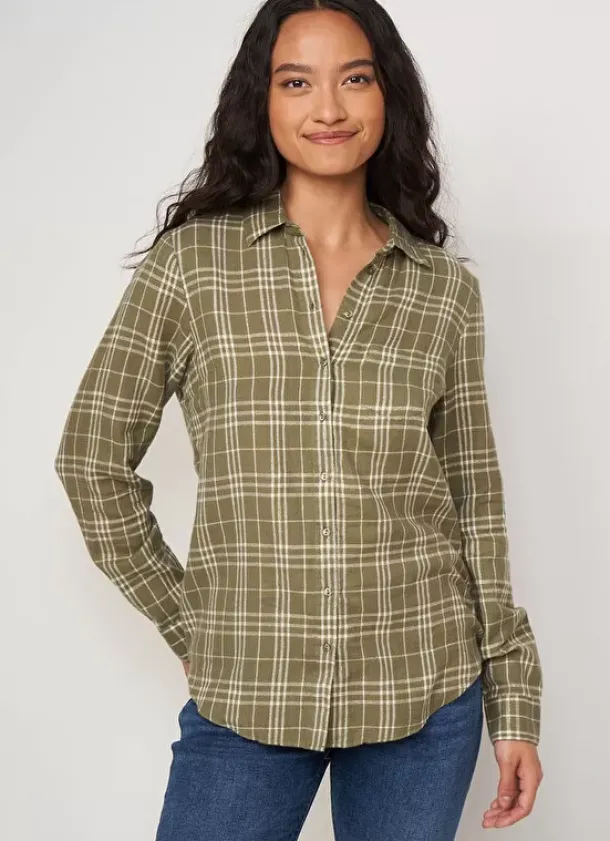 Sud Express Tops & Blouses|Chemise A Manches Longues Kaki Casali
