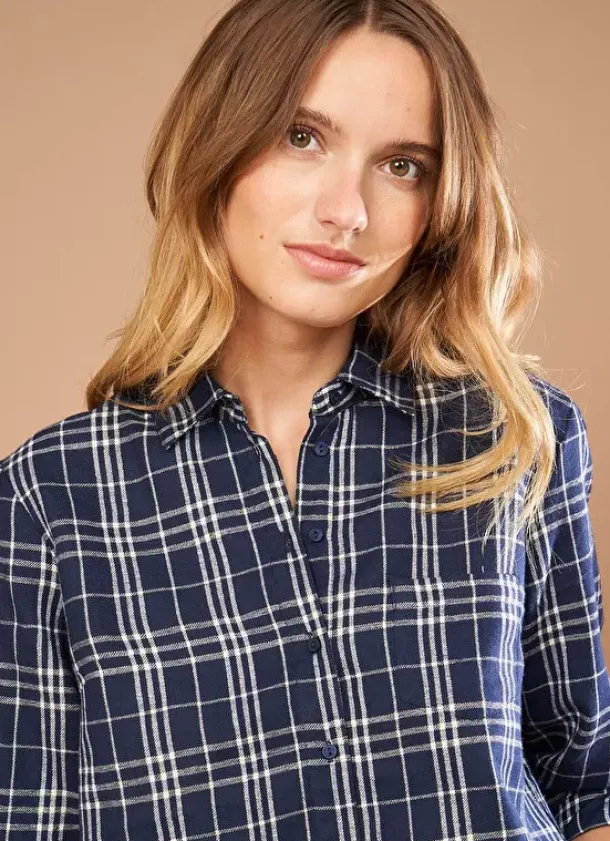 Sud Express Tops & Blouses|Chemise A Manches Longues Marine Casali