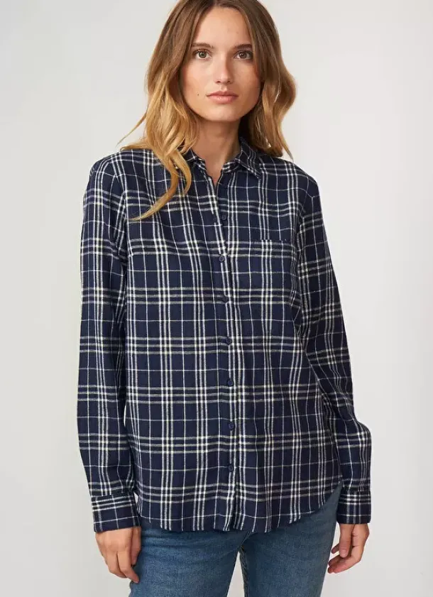Sud Express Tops & Blouses|Chemise A Manches Longues Marine Casali