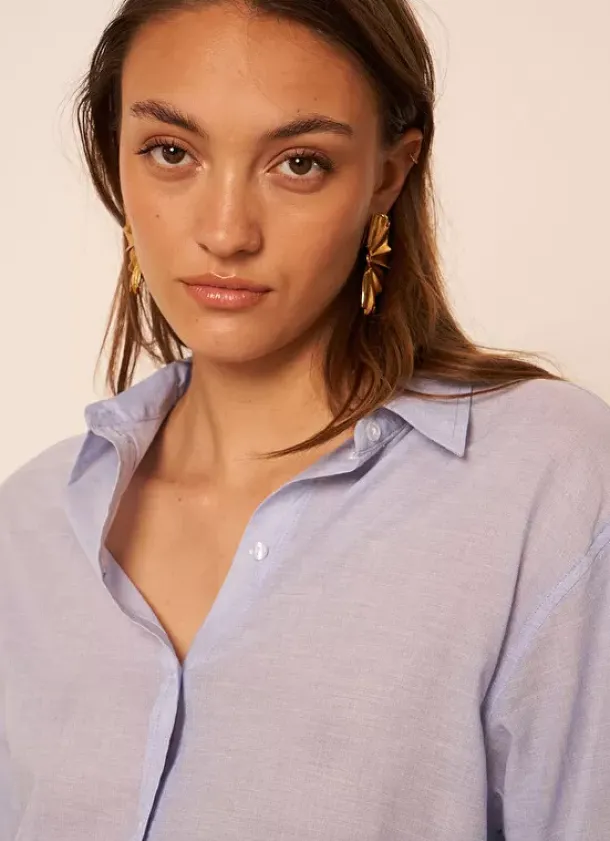 Sud Express Tops & Blouses|Chemise Ample En Popeline De Coton Ciel Cascada
