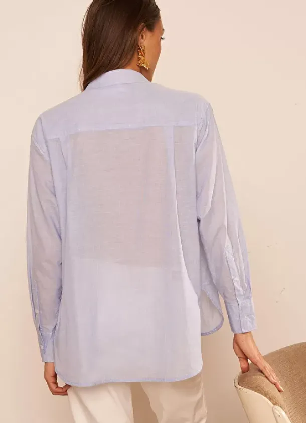 Sud Express Tops & Blouses|Chemise Ample En Popeline De Coton Ciel Cascada