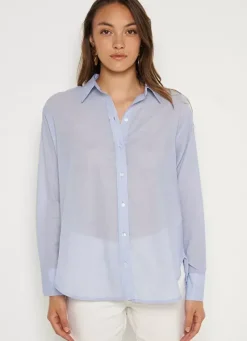 Sud Express Tops & Blouses|Chemise Ample En Popeline De Coton Ciel Cascada