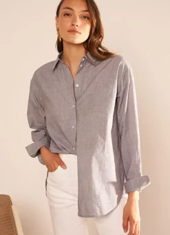 Sud Express Tops & Blouses|Chemise Ample En Popeline De Coton Gris Cascada