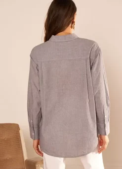 Sud Express Tops & Blouses|Chemise Ample En Popeline De Coton Gris Cascada
