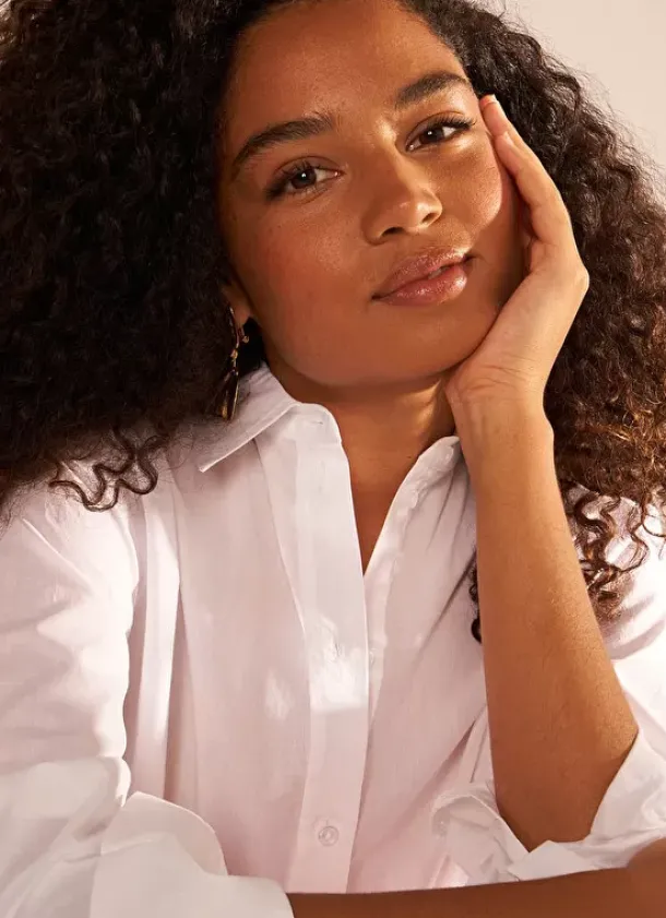Sud Express Tops & Blouses|Chemise Ample En Popeline De Coton Blanc Cascade