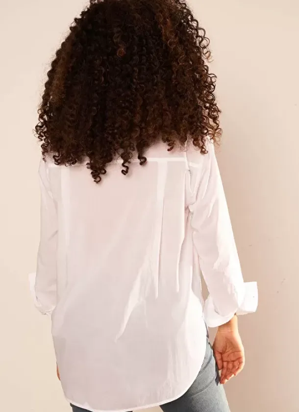 Sud Express Tops & Blouses|Chemise Ample En Popeline De Coton Blanc Cascade
