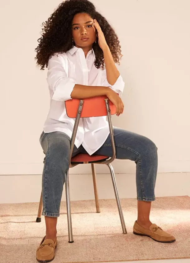 Sud Express Tops & Blouses|Chemise Ample En Popeline De Coton Blanc Cascade