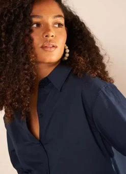 Sud Express Tops & Blouses|Chemise Ample En Popeline De Coton Bleu Cascade