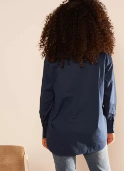 Sud Express Tops & Blouses|Chemise Ample En Popeline De Coton Bleu Cascade