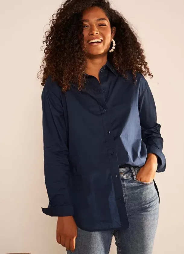 Sud Express Tops & Blouses|Chemise Ample En Popeline De Coton Bleu Cascade