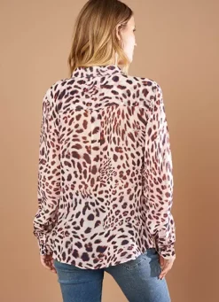 Sud Express Tops & Blouses|Chemise Cintree Leopard A Manches Longue... Poudre Caeva