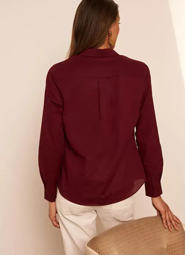 Sud Express Tops & Blouses|Chemise Classique Bordeaux Cortaline