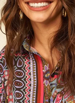 Sud Express Tops & Blouses|Chemise Classique Imprimee Kaki Cartage