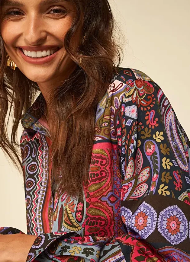 Sud Express Tops & Blouses|Chemise Classique Imprimee Kaki Cartage