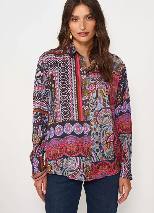 Sud Express Tops & Blouses|Chemise Classique Imprimee Kaki Cartage