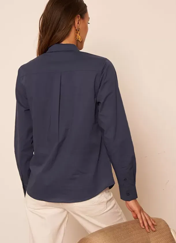 Sud Express Tops & Blouses|Chemise Classique Indigo Cortaline